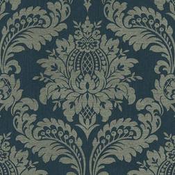 Boutique Teal & Gold Archive Damask Wallpaper