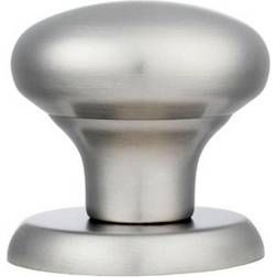 Loops Large Round Centre Door Knob Satin Steel 70mm Rose Modern