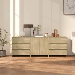 vidaXL Credenze 3 pz Rovere Sonoma in Legno Multistrato Madia