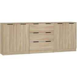 vidaXL 3-tlg. Sonoma Eiche-Optik Holzwerkstoff Sideboard