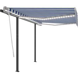 vidaXL Markise m LED-lys 3.5 x 2.5 m Blå og Hvid