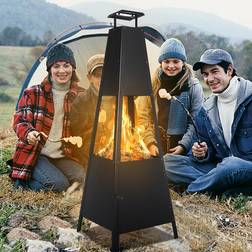 Pyramid Patio Fire Pit Chiminea Heater Garden Log Burner