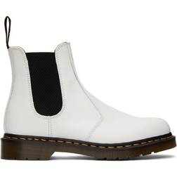 Dr. Martens 2976 Yellow Stitch Smooth Leather Chelsea Boots - White