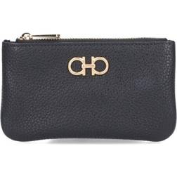 Ferragamo Black Gancini Zip Card Holder 001 Nero