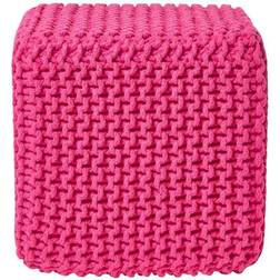 Homescapes Cube Tressé En Tricot Rose Fuchsia Pouf