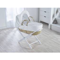 Kinder Valley White Dimple Palm Moses Basket with Folding Stand Padded Body