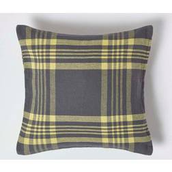 Homescapes & Tartan Pattern Cushion Cover Yellow, Grey (45x45cm)