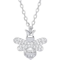 Jewelco London Silver CZ Honey Queen Bee Charm Necklace