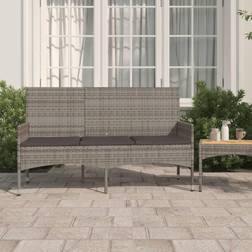 vidaXL Panca A 3 Posti Con Cuscini In Polyrattan Grigio Panchina da Giardino