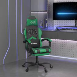 vidaXL Silla gaming con reposapiés cuero sintético negro verde Negro