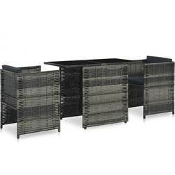 vidaXL 3-delige Bistroset met Kussens Poly Rattan Grijs