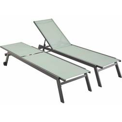Sweeek Set di 2 lettini prendisole in alluminio e textilene multiposizione - Antracite