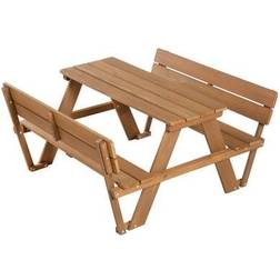 Roba Table Pique-Nique Enfants Outdoor en Bois Massif avec Dossiers Table d'Extérieur 4 Places Teck Marron