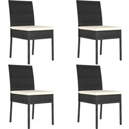 vidaXL Garten-Essstühle 4 Stk Poly Rattan Schwarz Gartenessstuhl