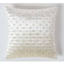 Homescapes Cream Crushed Cushion Cover White, Natural