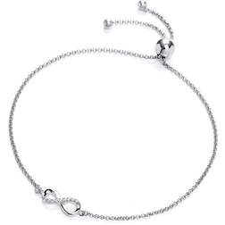 Jewelco London Silver CZ Infinity Adjustable Toggle Bracelet 6mm