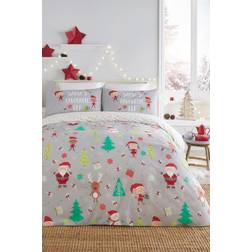 Fusion Christmas Elf Santa Care Duvet Cover Grey