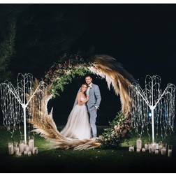 MonsterShop Arco Decorativo Per Matrimoni Dorato & 2 x Salice Piangente LED Bianco - 240 cm