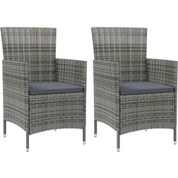 vidaXL Sedie Da Giardino Patio Chairs With Cushions 2 pcs Poly Rattan Grigio