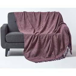 Homescapes Nirvana Slub Cotton Mauve Blankets Purple