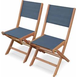 Chaises de jardin en bois Almeria Gris 2 chaises pliantes Eucalyptus huilé et textilène - Anthracite