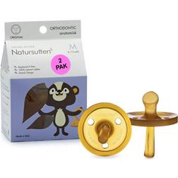 Natursutten 2-Pack Medium Original Natural Rubber Orthodontic Pacifier Amber Amber 6-12 Months