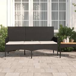 vidaXL 3 Plazas Con Cojines Negro/Crema 85 x 140 x 51 Banco de Jardín