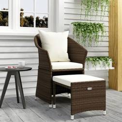 vidaXL 2-tlg Garten-Lounge-Set mit Kissen Braun Poly Rattan Lounge-Set