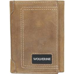 Wolverine Rugged Trifold Leather Wallet - Brown, Color Brown, Material