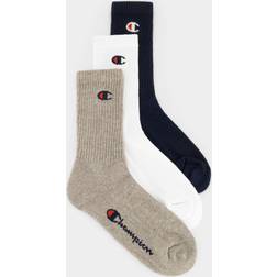 Champion Core 3PP Crew Ankle Socks - Blu Marino/Bianco/Grigio Melange Chiaro