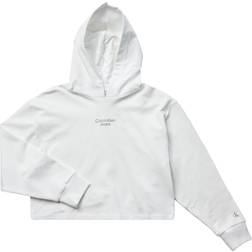 Calvin Klein Hættetrøje Stack Logo Overlap Bright White år 152 Hættetrøje