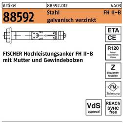 Fischer Baubeschläge + Holzverbinder, Hochleistungsanker R 88592 FH II 10/ galvanisch verzinkt