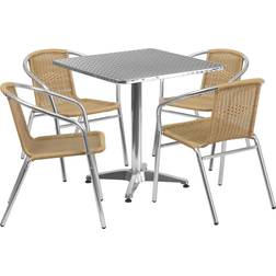 Flash Furniture Tlhalum Collection TLH-ALUM-28SQ-020BGECHR4-GG Patio Dining Set