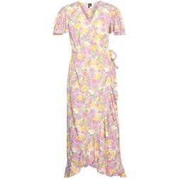 Vero Moda Emma Henna Long Wrap Dress Birch AOP:Asta flowe