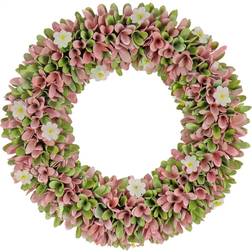 National Tree Company 18" Spring Pink Floral Wreath Decoration