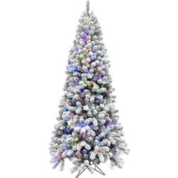 Fraser Hill Farm 7.5-Ft Pre-Lit Snow Flocked Alaskan Christmas Tree