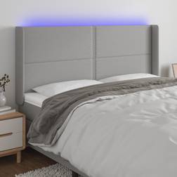 vidaXL LED ljusgrå 203x16x118/128 Sänggavel
