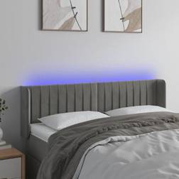 vidaXL med LED-lys 147x16x78/88 cm Fløjl Lysegrå Sengegavl