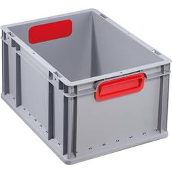 Heavy duty Euro size container, capacity 20.7 l, pack of 4, handle colour red