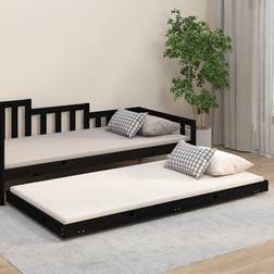vidaXL Bedframe Massief Grenenhout Zwart 100x200 cm