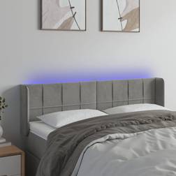 vidaXL med LED-lys 147x16x78/88 cm Fløjl Lysegrå Sengegavl
