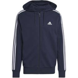 Adidas Men Sportswear Essentials French Terry 3-Stripes Full Zip Hoodie - Legend Ink/White