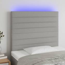 vidaXL med LED-lys 80x5x118/128 cm Stof Lysegrå Sengegavl