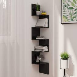 vidaXL Wall Corner Shelf High Gloss Black 7.5' x 7.5' x 48.4' Engineered Wood Estantería de Pared