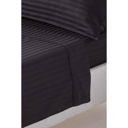 Homescapes Egyptian Cotton Single 330 Thread Count Satin Bed Sheet Black