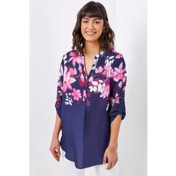 Roman Floral Print Button Down Top