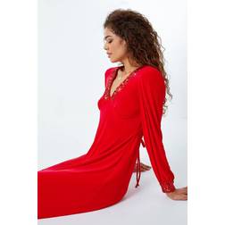 Roman Sequin Trim Stretch Midi Dress