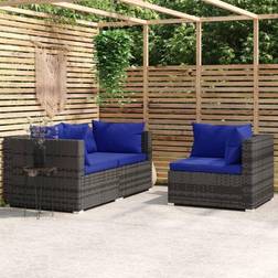 vidaXL 3-tlg Garten-Lounge-Set mit Kissen Grau Lounge-Set