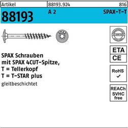 Spax 257000801005 den Holzbau, Tellerkopf, T-STAR plus, 4CUT, Vollgewinde rostfrei