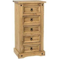SECONIQUE Corona Pine Tall Distressed Waxed Finish Chest of Drawer 52x105cm